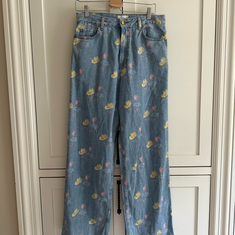 Ganni Jeans with Flower Print